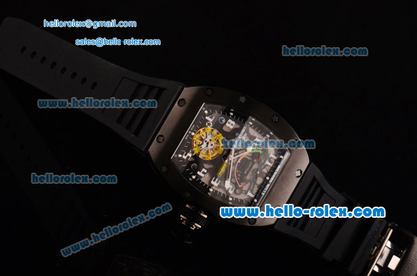 Richard Mille RM036 ST28-UP Automatic PVD Case with Black Rubber Strap Numeral Markers and Skeleton Dial - 7750 Coating - Click Image to Close